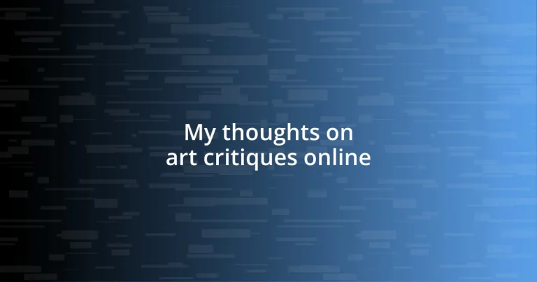 My thoughts on art critiques online