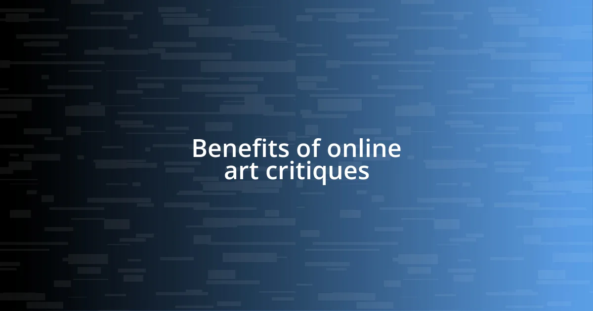 Benefits of online art critiques