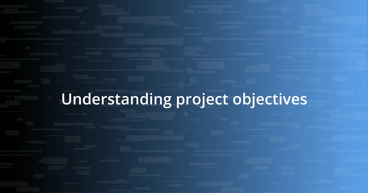 Understanding project objectives